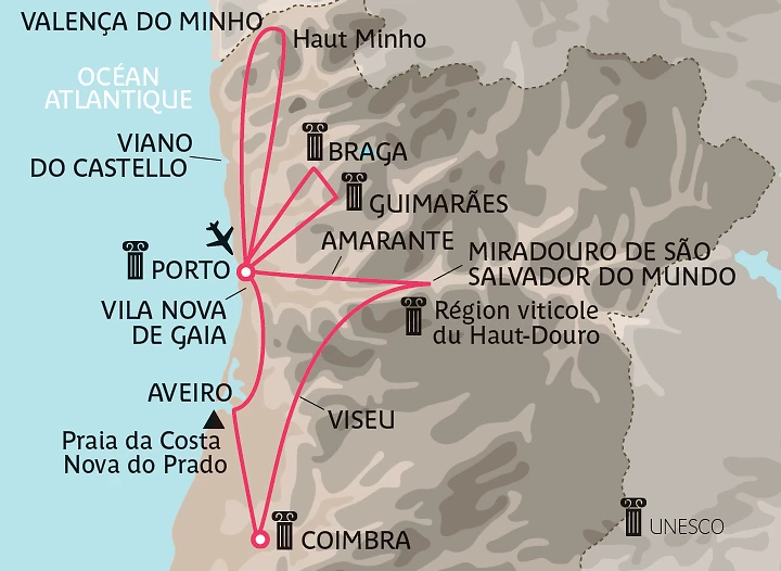 Carte Paysages culturels du Portugal