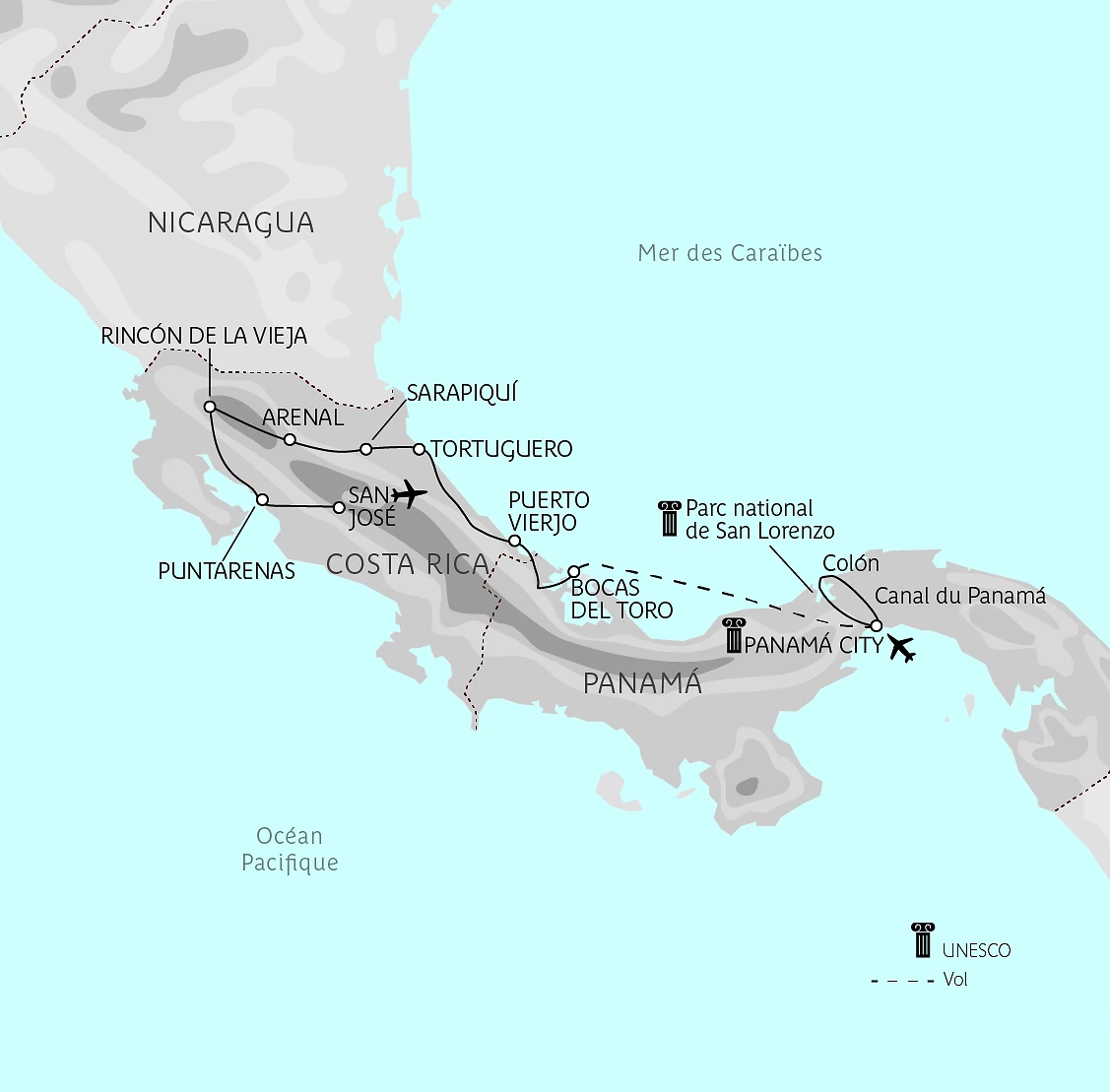 Carte Tropiques centraméricains