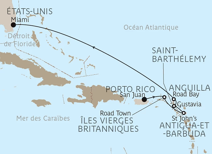Carte Rivages glamours des Caraïbes