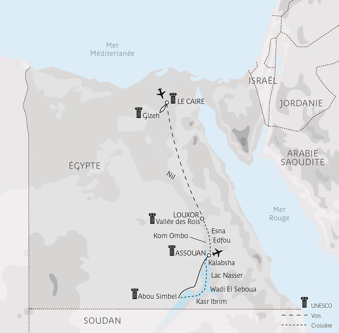 Carte Du Nil au lac Nasser