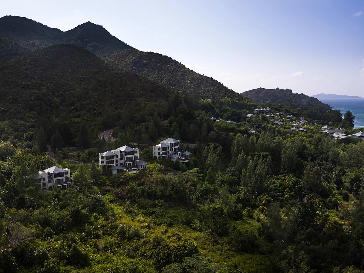 Vue aérienne, Raffles Seychelles, Praslin, Seychelles