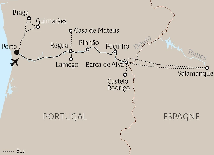 Carte Au fil du Douro