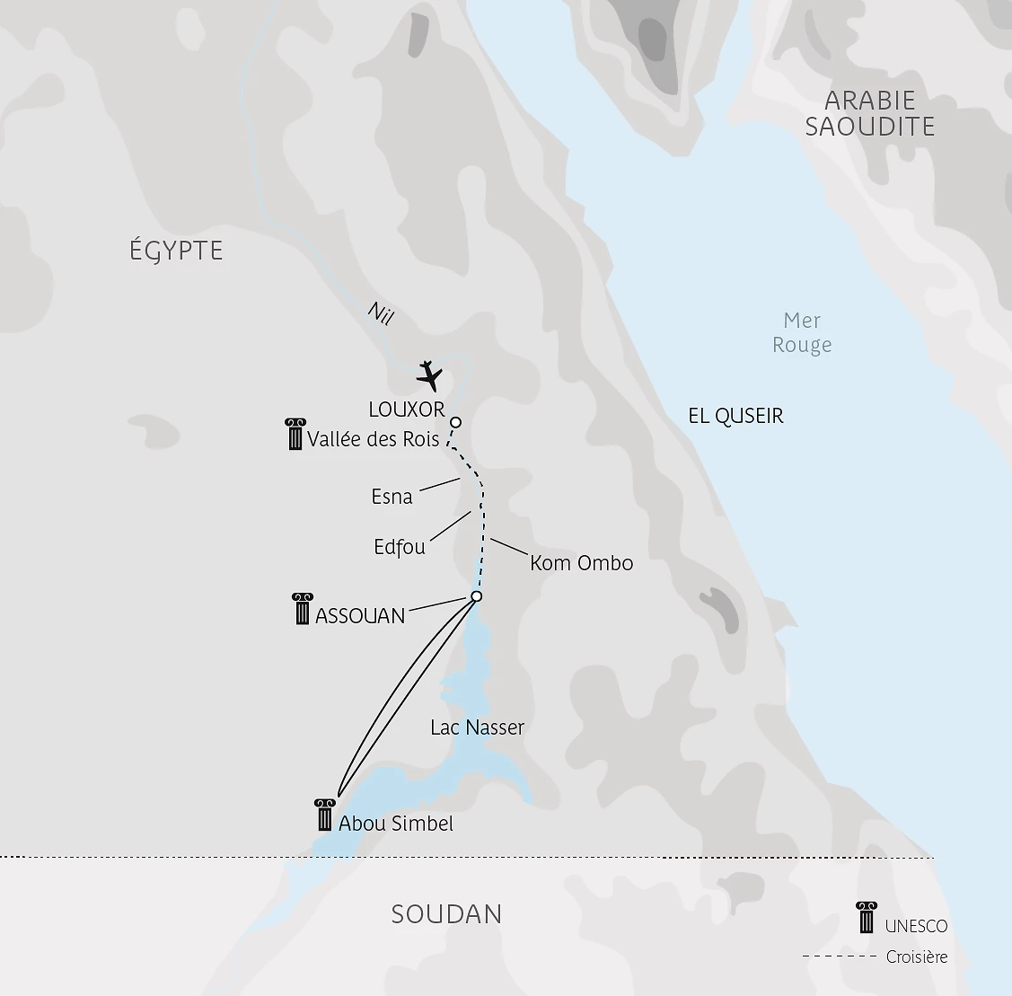 Carte Le Nil en dahabeya