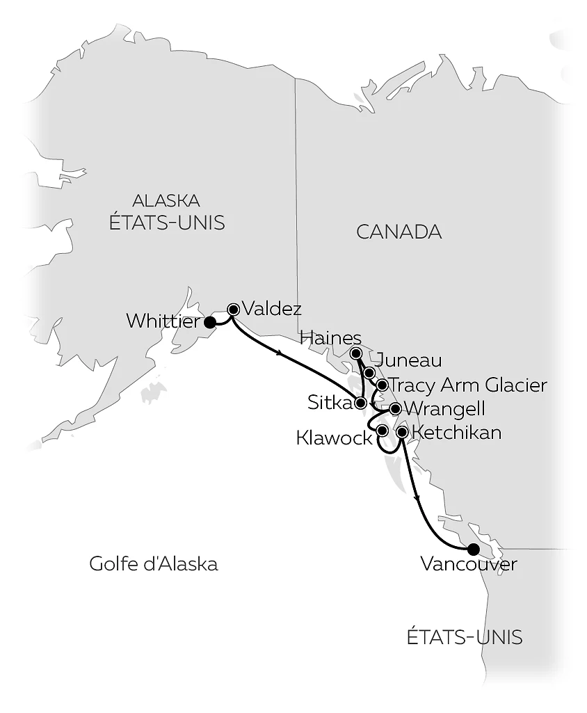 Carte Yachting dans le golfe d’Alaska