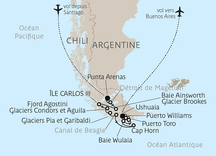 Carte Croisière en Patagonie