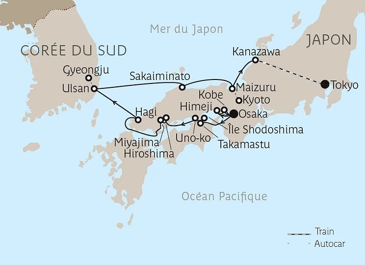 Carte Japon et Corée du Sud