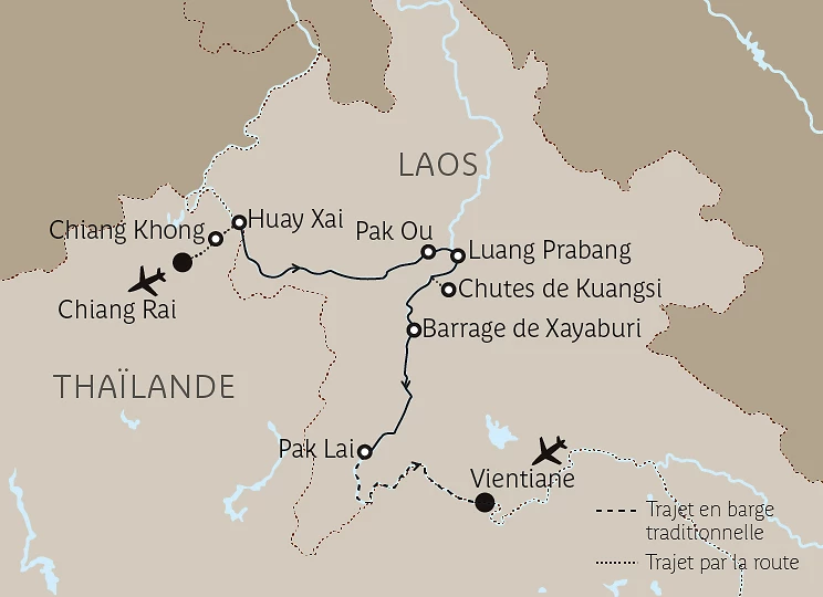 Carte Splendeurs du Laos, de Vientiane à Chiang Rai