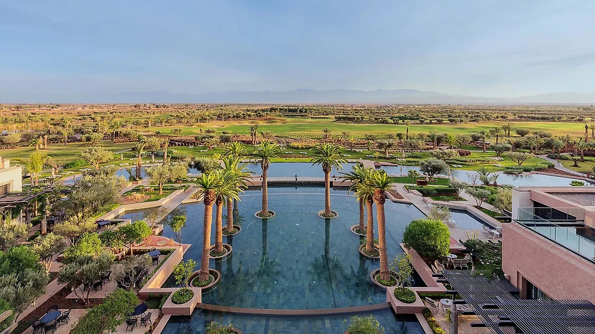 Vue aérienne de l'hôtel, Fairmont Royal Palm Marrakech, Maroc