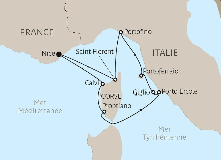 Carte Île de Beauté et rivages italiens