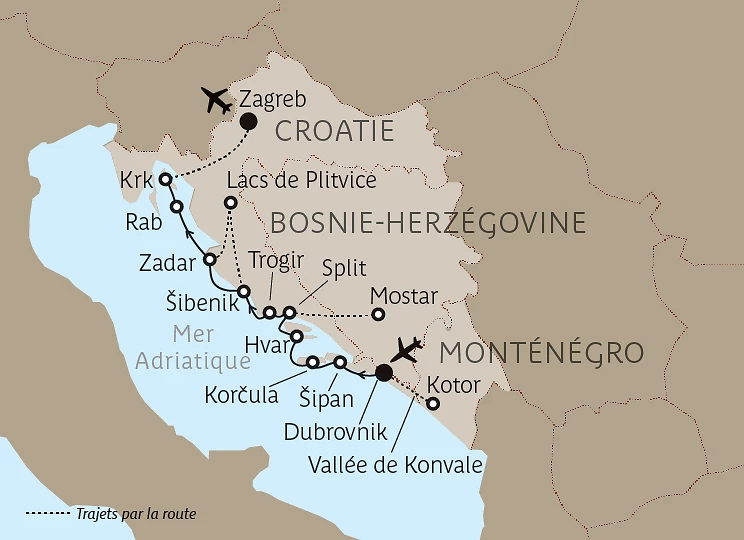 Carte Yachting en Croatie, de Dubrovnik à Zagreb