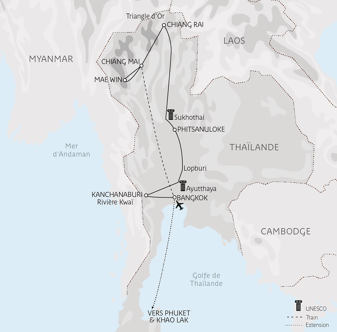 Carte Capitales du Siam & Triangle d’Or