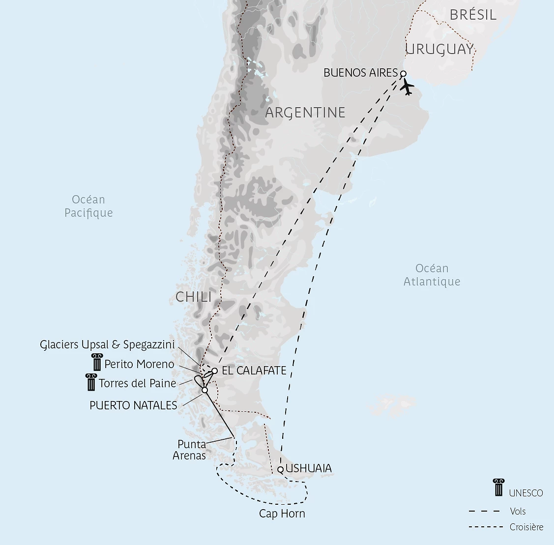 Carte Toutes latitudes australes