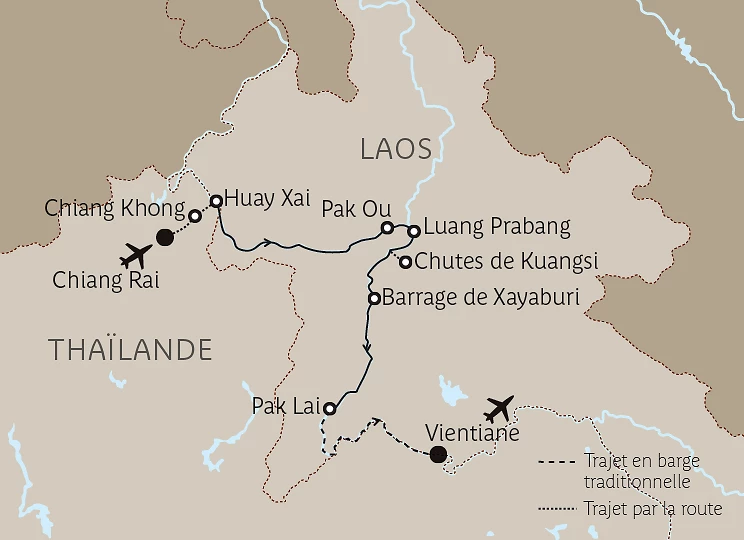 Carte Splendeurs du Laos, de Chiang Rai à Vientiane