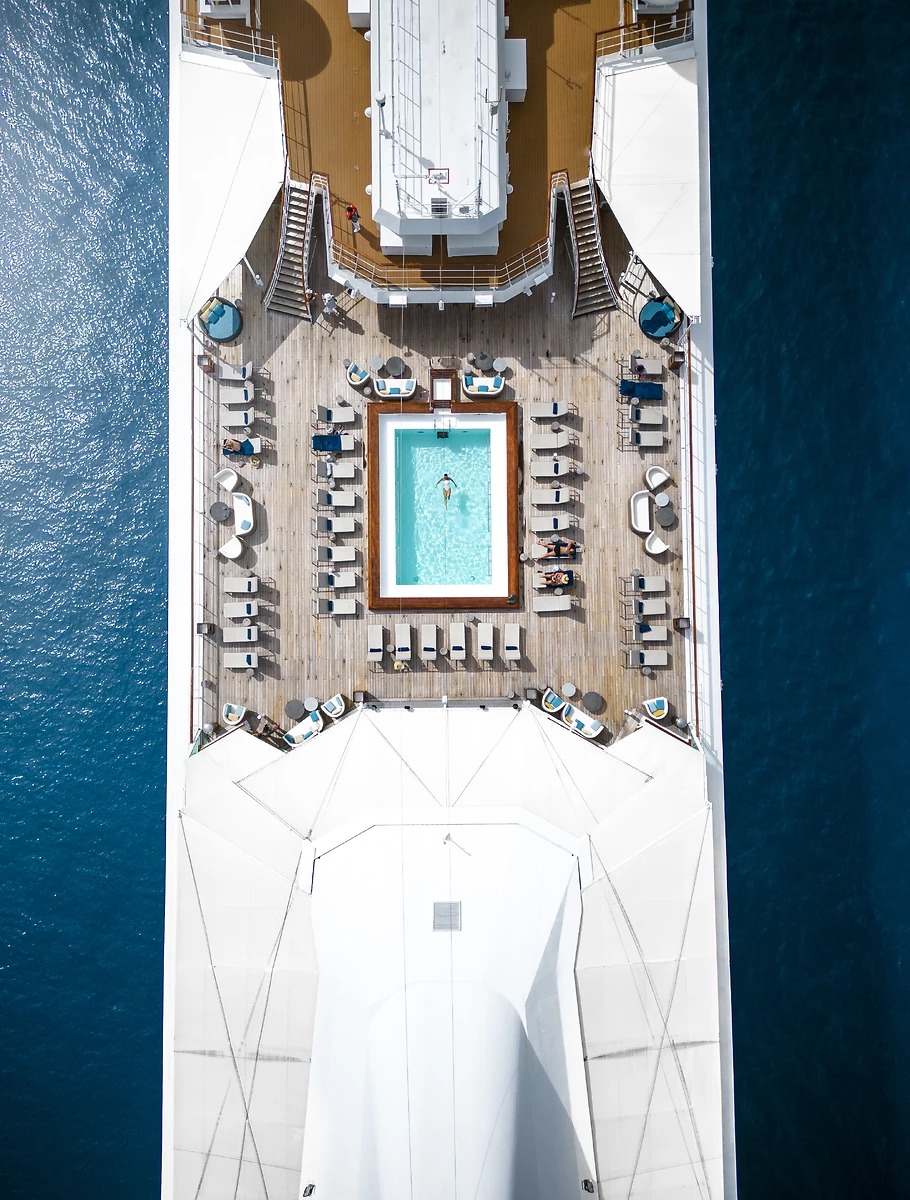 Vue aérienne de la piscine, Le Paul Gauguin