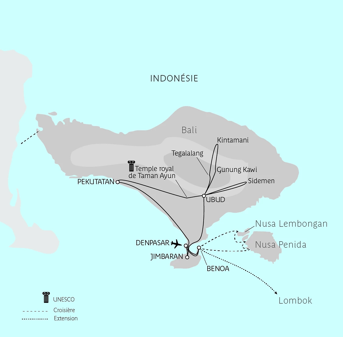 Carte Bali, île secrète