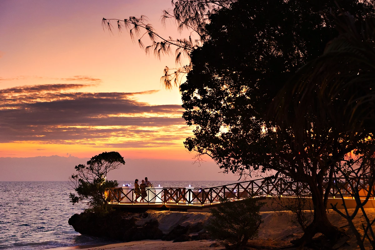 Jetée au coucher du soleil, Bawe Island Resort, Zanzibar, Tanzanie