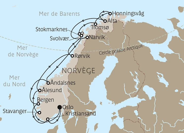 Carte La ligne du Cap Nord