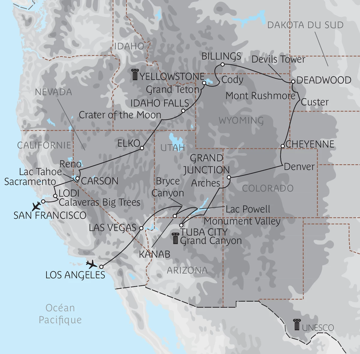 Carte Au-delà des Rocheuses