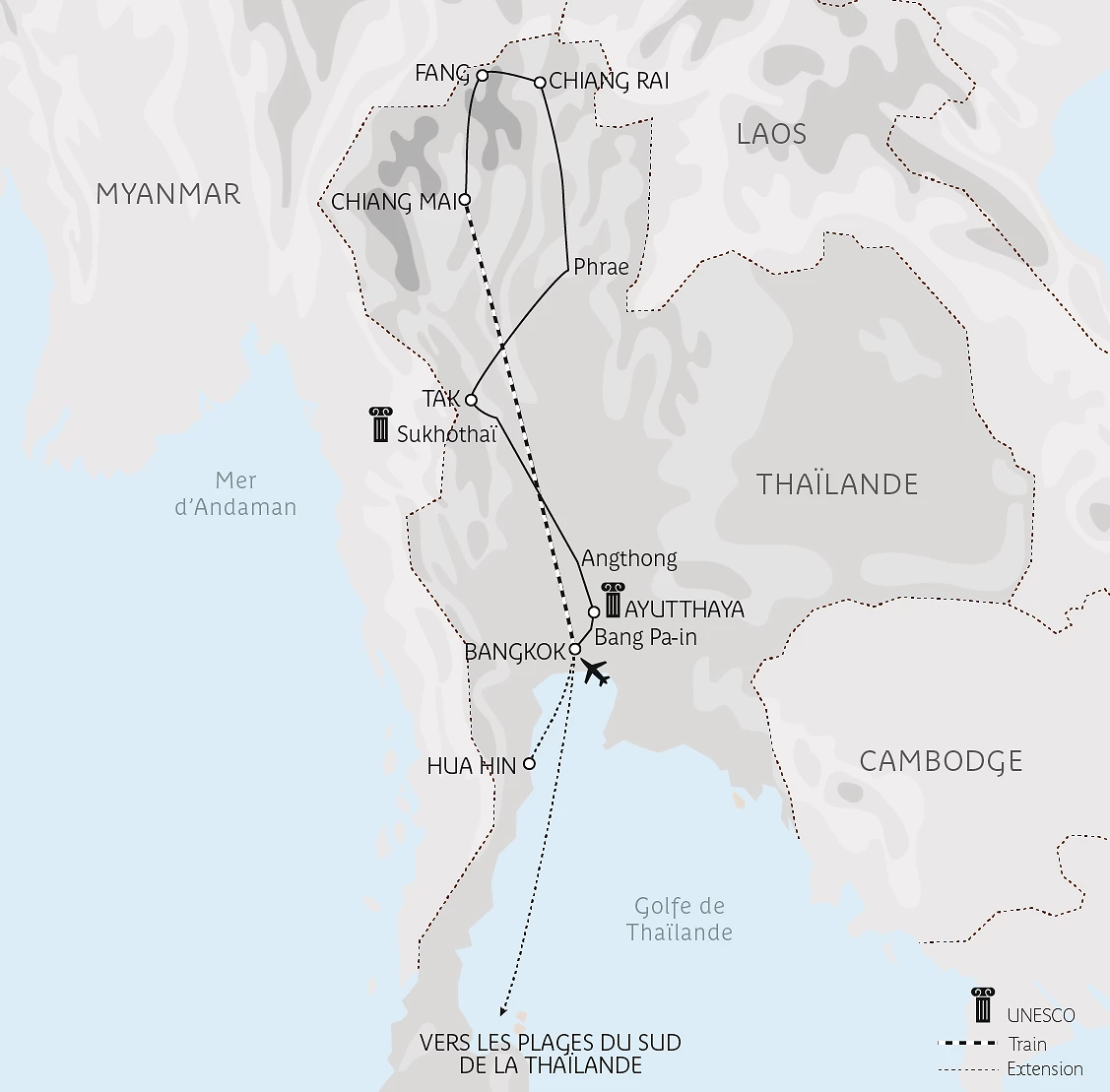 Carte Sur les chemins du Siam éternel