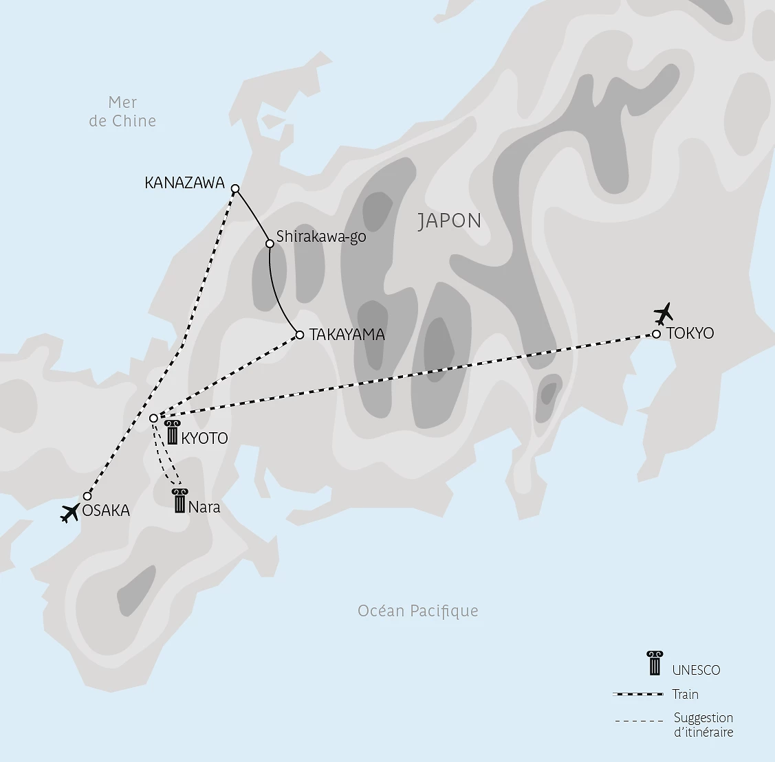 Carte Des montagnes aux cités impériales nippones