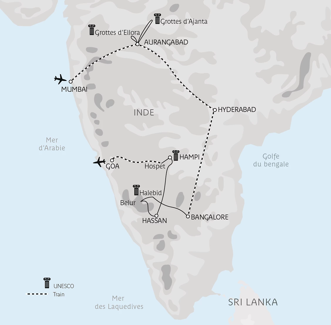 Carte Au fil des rails de l’Inde sacrée