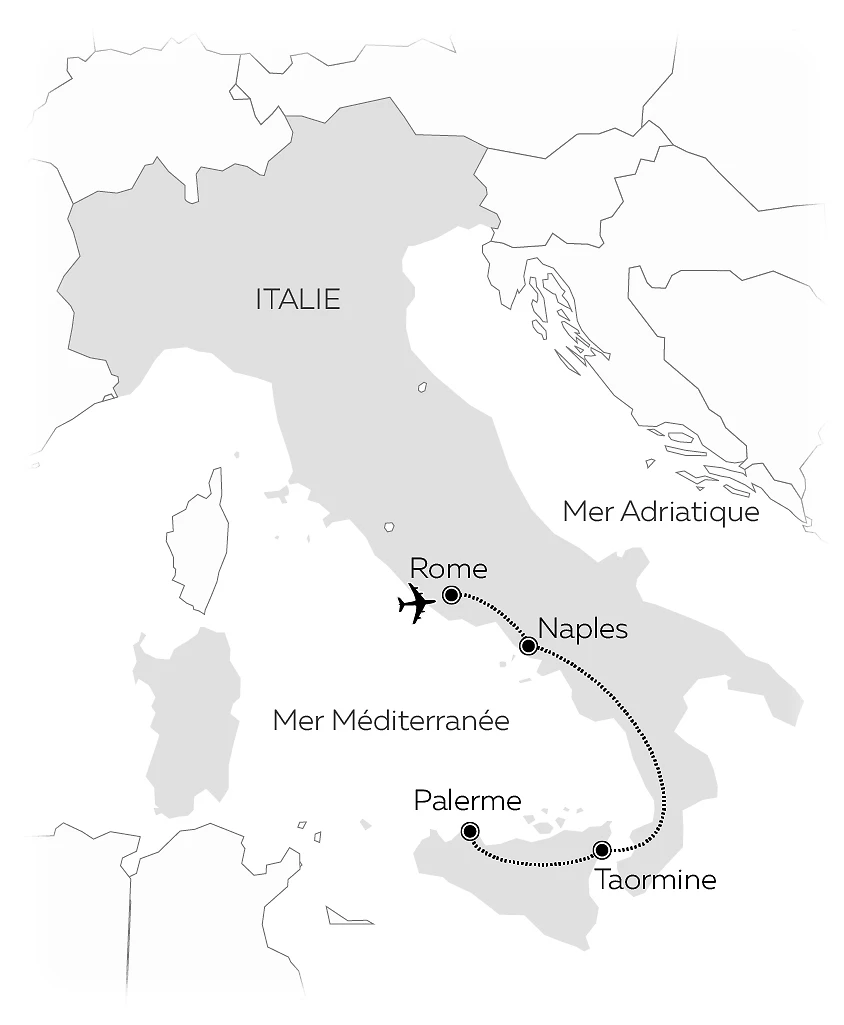 Carte Entre Rome et la Sicile en Dolce Vita Orient Express