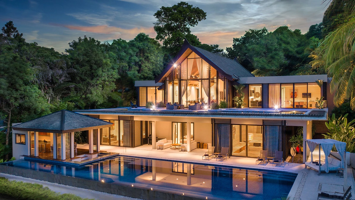 Vue sur la maison de nuit, Villa 5 chambres - Phuket, Thaïlande