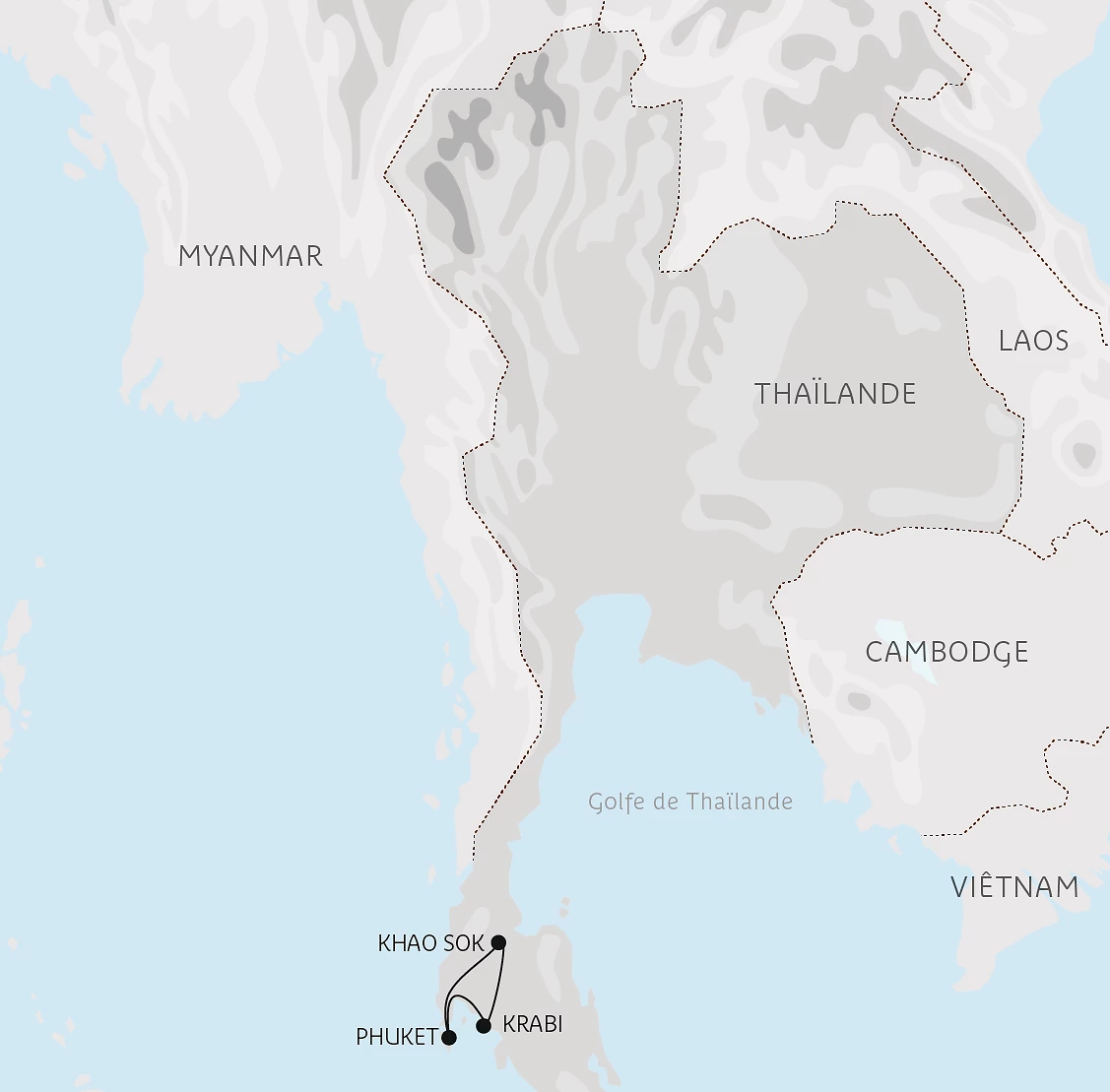 Carte Thaïlande du Sud