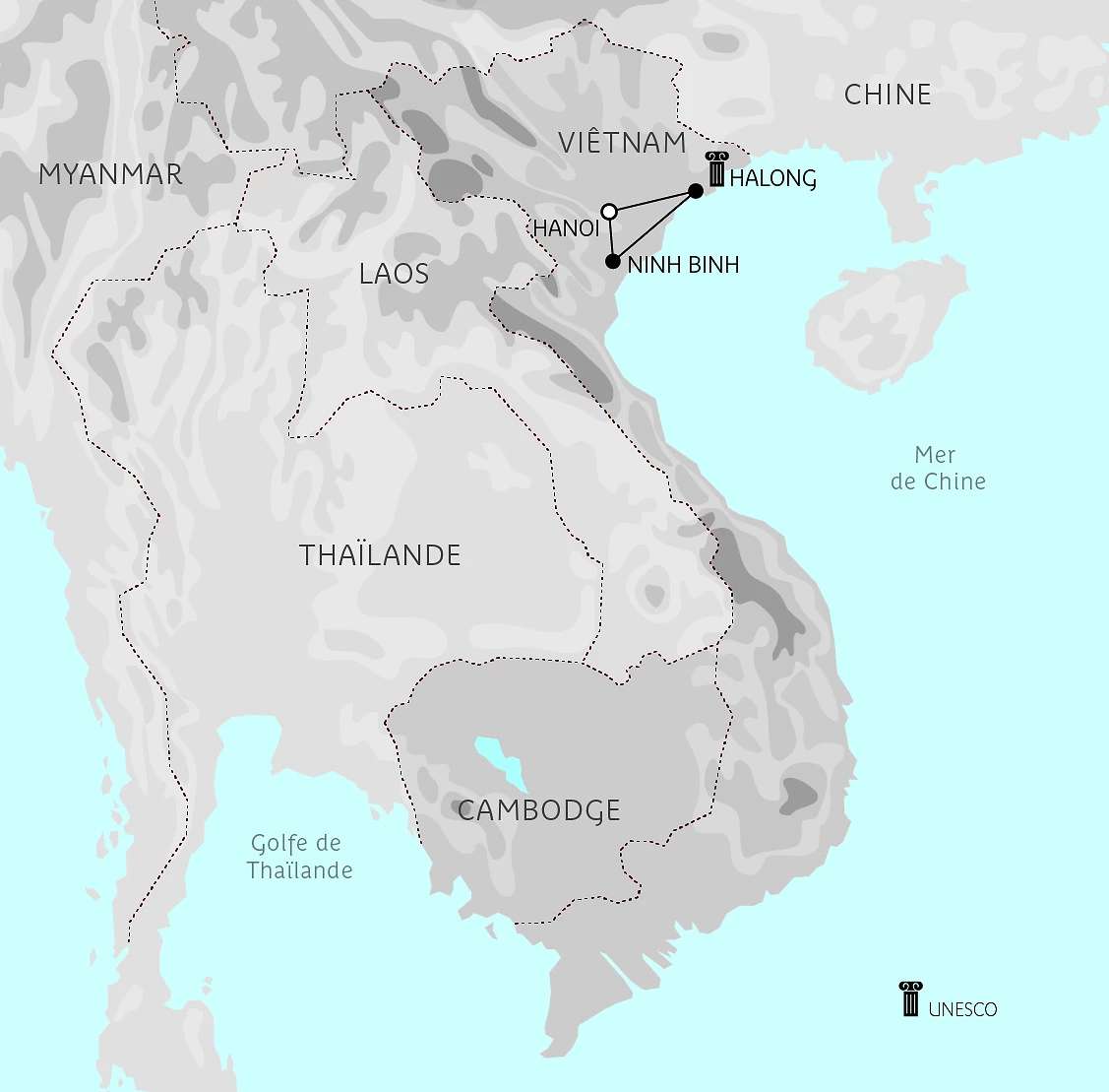 Carte Baies d’Halong entre terre et mer