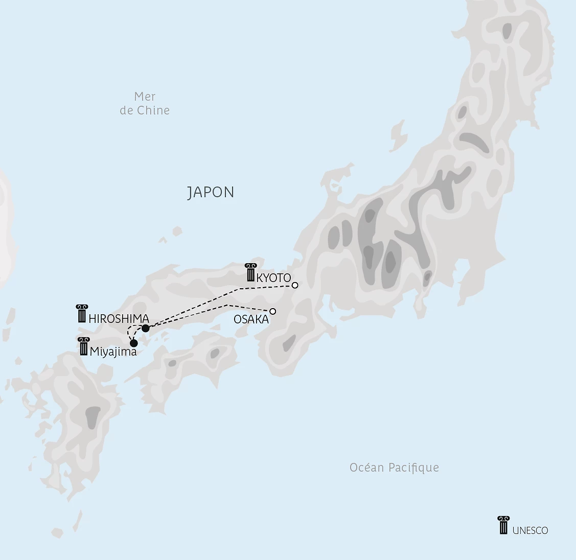 Carte Hiroshima & l’île sacrée de Miyajima