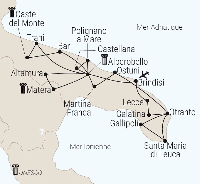 Carte Trulli e Sassi – Arrivée à Brindisi