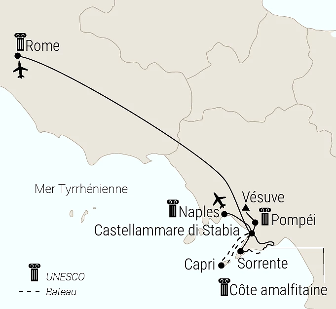 Carte De Rome à Amalfi en petit groupe