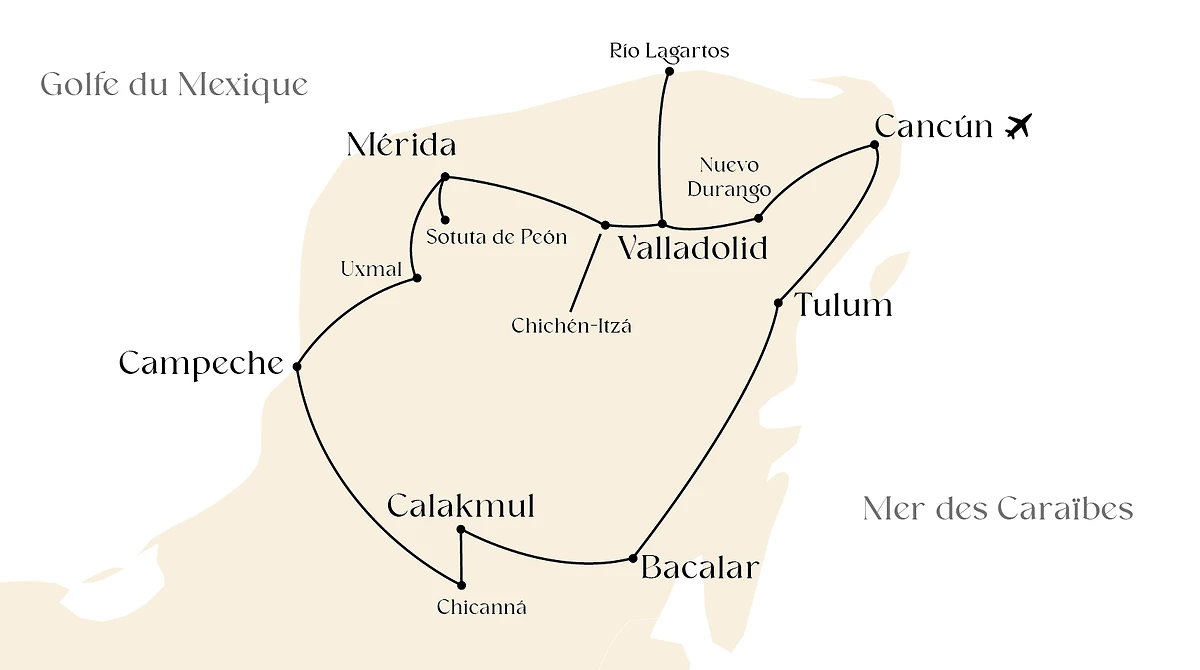 Carte Civilisation maya et lagunes secrètes