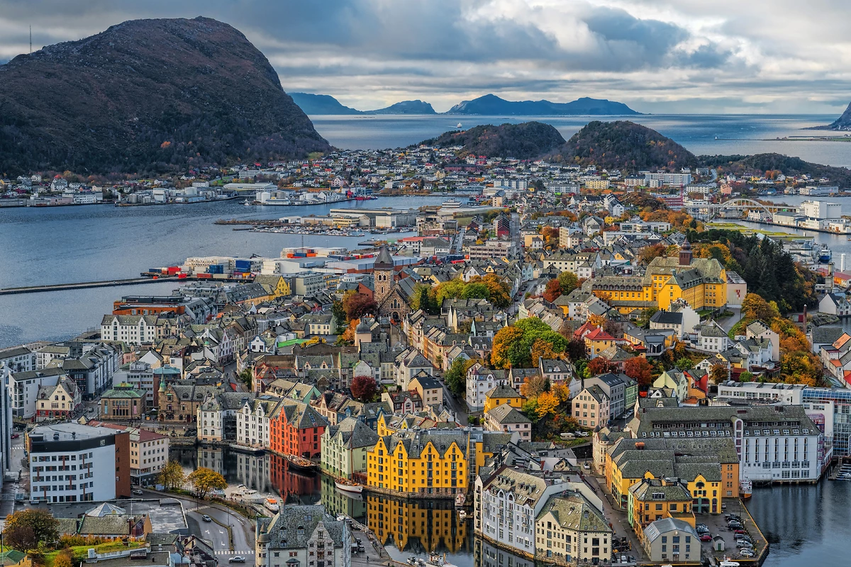 Vue sur Alesund depuis la colline Aksla, Norvège