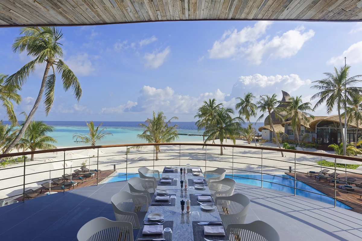 Terrasse Art-I-San Restaurant, Outrigger Maldives Maafushivaru Resort, Maldives