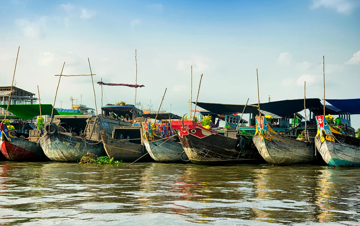 Bateaux, marché flottant, Cai Be, Viêtnam