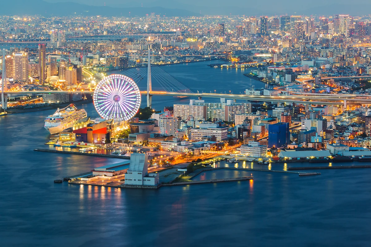 Vue aérienne, Osaka, Japon