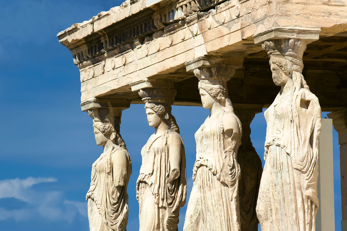 Détail des Cariatides, Acropole d'Athènes, Grèce