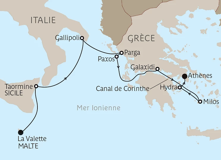 Carte Îles paisibles et trésors antiques de Méditerranée