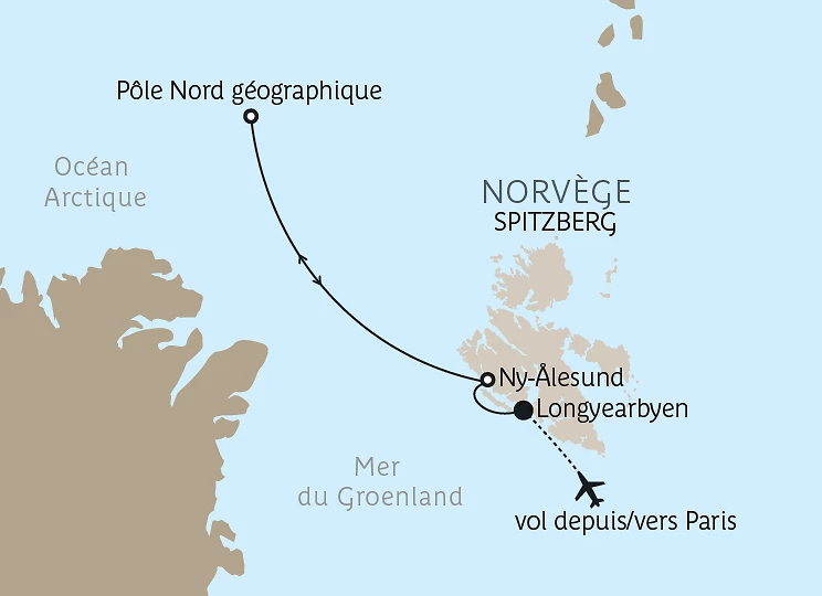 Carte Le pôle Nord géographique