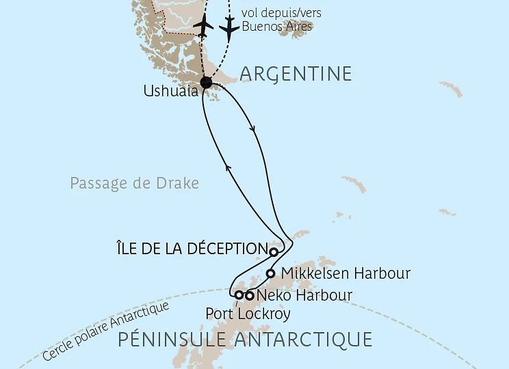 Carte Antarctique, le continent blanc