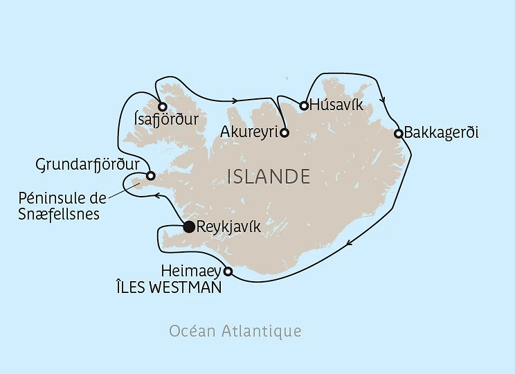 Carte Tour d&rsquo;Islande – Nature et découverte