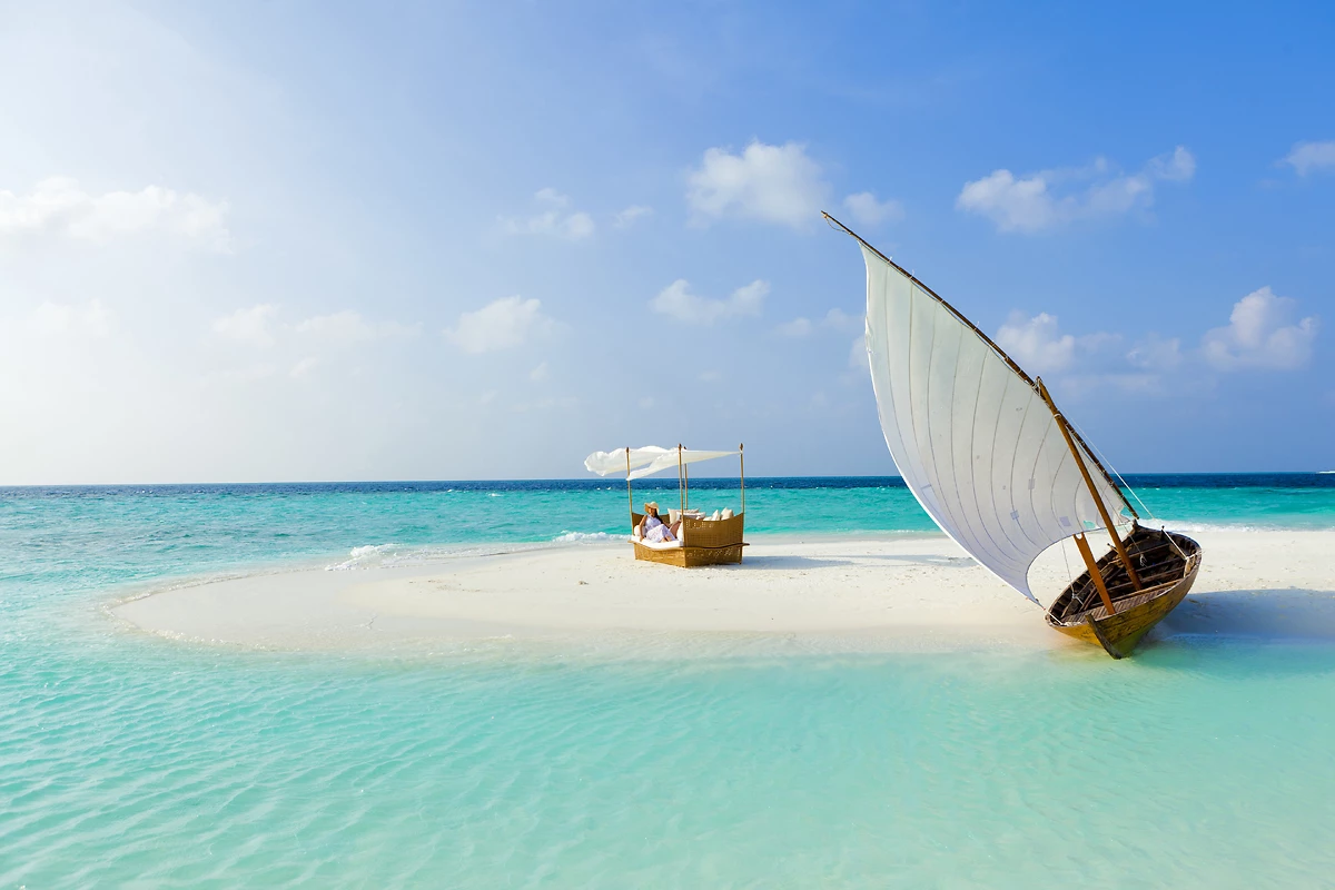 Banc de sable, hôtel Baros Maldives, atoll de Malé, Maldives