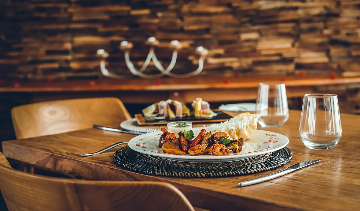 Plat servi au restaurant SeaForest, Chalets Chamarel