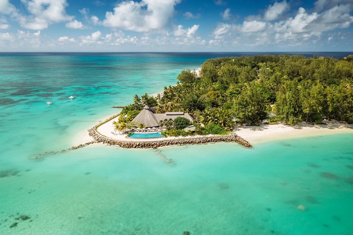 Vue aérienne de l'hôtel, Denis Private Island