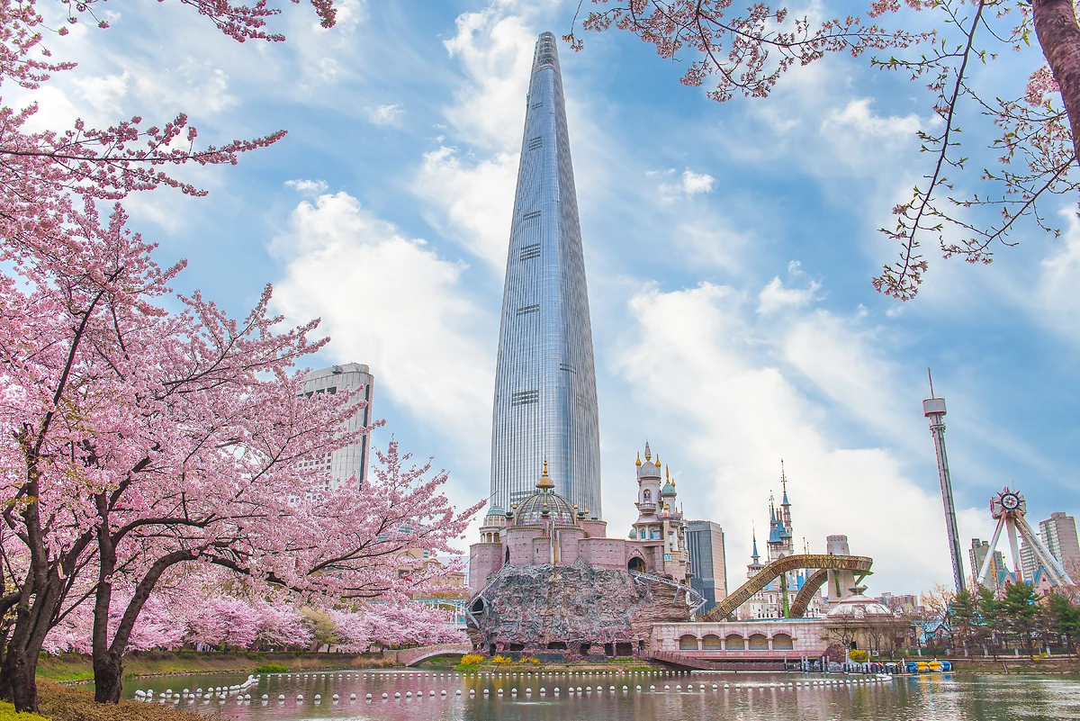 Lac Seokchon au printemps, Séoul, Corée du Sud