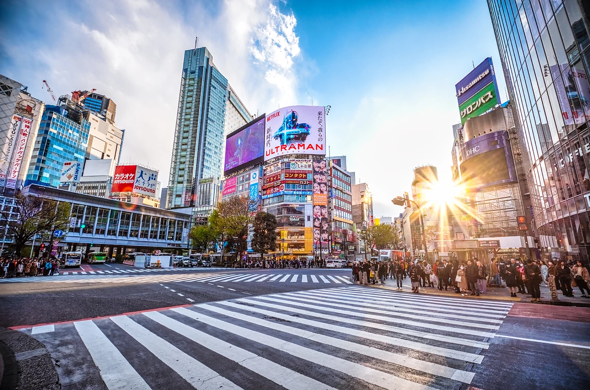 Carrefour de Shibuya au coucher du soleil, Tokyo