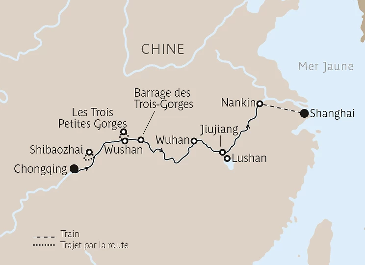 Carte Au fil du Yangtsé