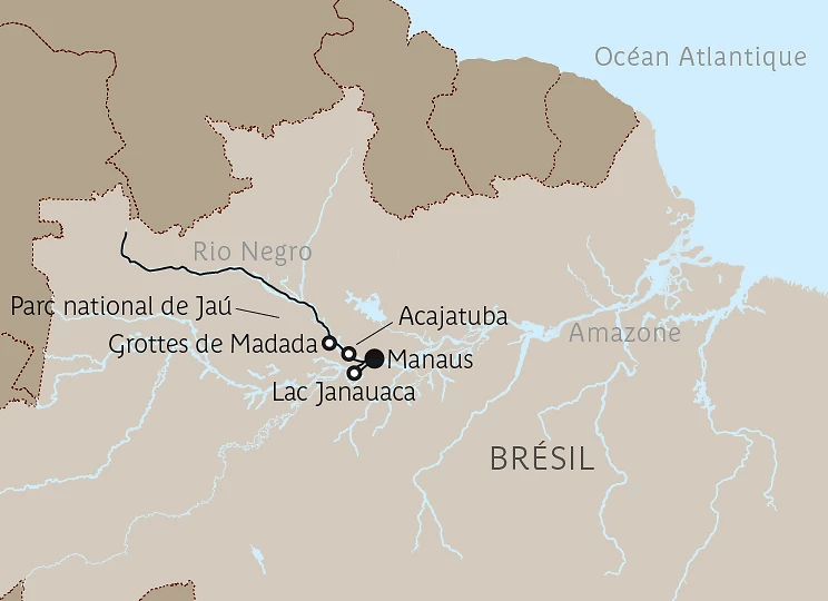Carte Au fil de l&rsquo;Amazone et du Rio Negro