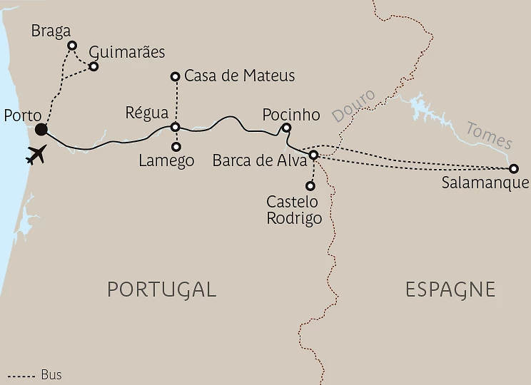 Carte Au fil du Douro